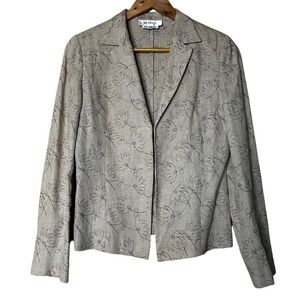 Marisa Linen Blazer Size 40 US 10 Floral Print Beige‎ Brown Career Jacket